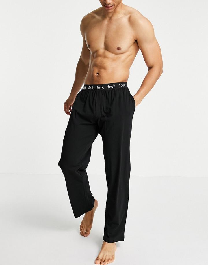 French Connection Fcuk Jersey Pants In Black