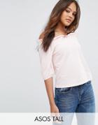 Asos Tall Top With Off Shoulder And Balloon Sleeve - Pink