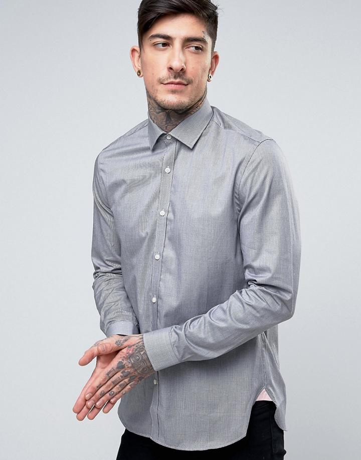 Ben Sherman Slim Fit Shirt In Micro Houndstooth - Black