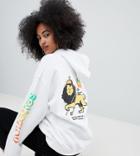 Crooked Tongues Oversized Hoodie With Lion Print In White