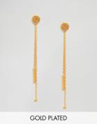 Ottoman Hands Double Chain Earrings - Gold