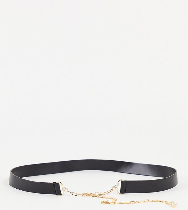 Glamorous Exclusive Waist & Hip Skinny Belt In Black With Chain-multi