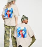 Collusion Unisex Oversized T-shirt With Print In Pique-neutral
