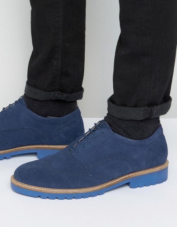 Ben Sherman Six Brogues Navy Suede - Blue
