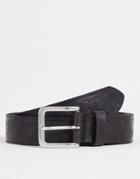 Asos Design Wide Embossed Leather Belt In Black