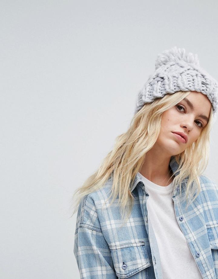 Hollister Knitted Beanie With Pom Pom - Gray