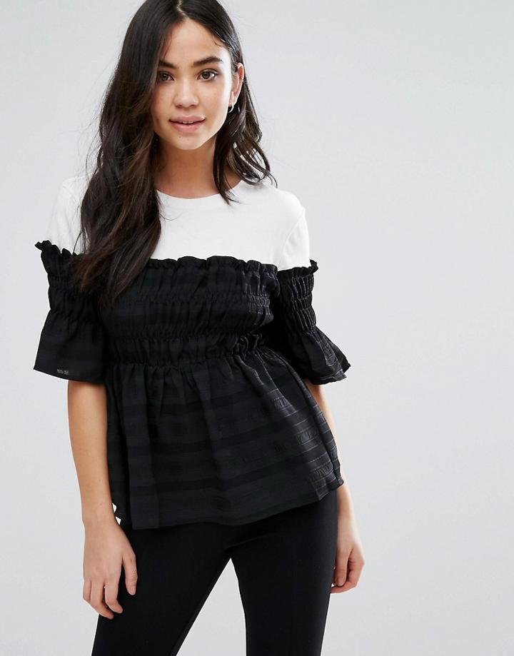 The English Factory Shirred Detail Top - Black