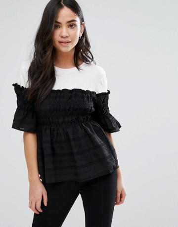The English Factory Shirred Detail Top - Black