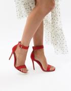 Missguided Ankle Strap Barely There Heeled Sandal - Red