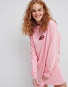 Lazy Oaf High Neck Dress With Read My Lips Graphics - Pink