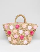 Ted Baker Barliee Pom Pom Detail Woven Basket Bag - Multi