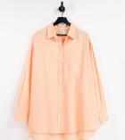 Collusion Plus Organic Cotton Oversized Shirt In Peach-orange