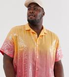 Asos Design Plus Festival Relaxed Ombre Sequin Shirt With Revere Collar - Orange