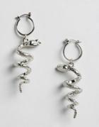 Asos Snake Hoop Earrings - Silver