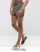 Asos Tall Swim Shorts In Khaki Super Short Length - Green