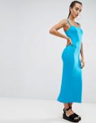 Asos City Maxi Double Strap Bodycon Dress - Blue