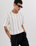 Weekday Frank Vertical Stripe T-shirt In White