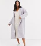 Asos Design Tall Statement Coat With Hero Buttons In Lilac-purple