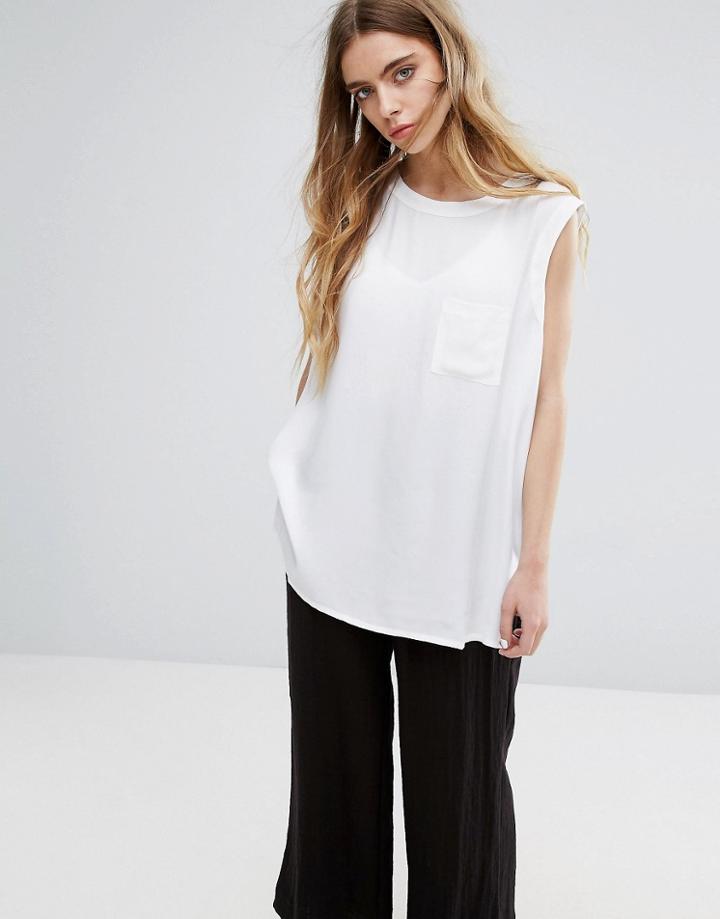 Native Youth Twill Pocket Top - White