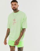Asos Design Oversized T-shirt With Dark Future Logo-green