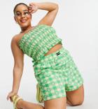 Lost Ink Eyelet Boxy Lounge Crop Top In White