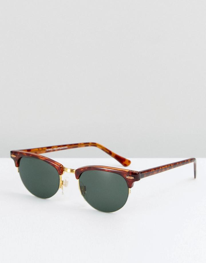 Reclaimed Vintage Inspired Retro Sunglasses In Tort - Brown