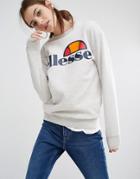 Ellesse Oversized Crew Neck Sweatshirt With Front Logo - Cream