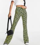 Asos Design Tall Flare Pants In Yellow Floral Ditsy Print-multi