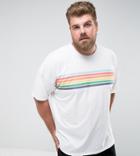 Asos Plus Oversized T-shirt With Chest Rainbow Stripe - White
