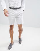 Asos Slim Mid Length Smart Shorts In Ice Gray Cotton Sateen - Gray