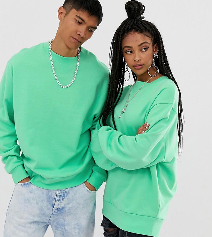 Collusion Unisex Sweatshirt In Green - Green