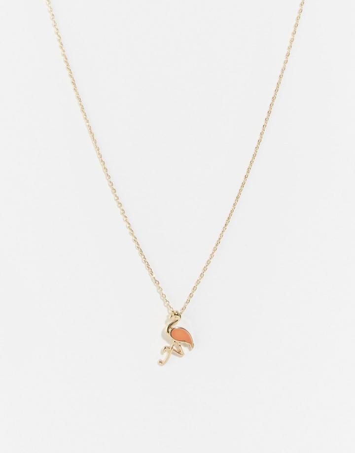Nylon Gold Plated Flamingo Necklace - Gold Plated