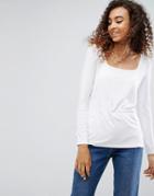 Asos Top With Square Neck And Long Sleeve - White