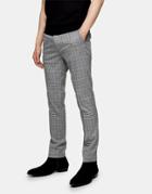 Topman Skinny Windowpane Check Pants In Gray-grey