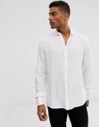 Asos Design Regular Fit Viscose Shirt In White