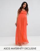 Asos Maternity Mesh Overlay Maxi Dress - Orange