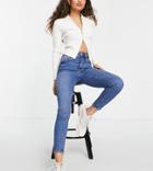 New Look Petite Lift And Shape Skinny Jeans In Mid Blue-blues