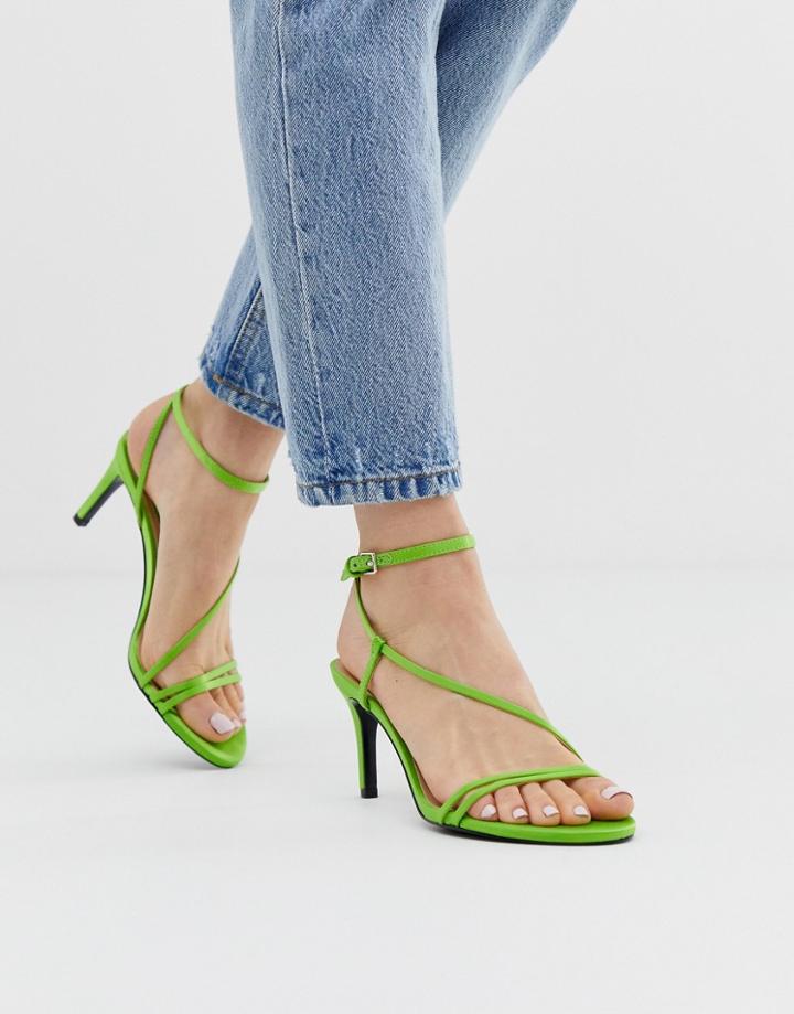 Stradivarius Strappy Skinny Sandals In Green