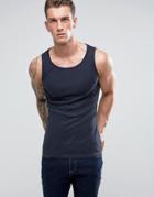 Brave Soul Muscle Fit Ribbed Tank - Navy
