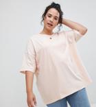 Asos Design Curve Super Oversized T-shirt With Drop Shoulder In Pink - Pink