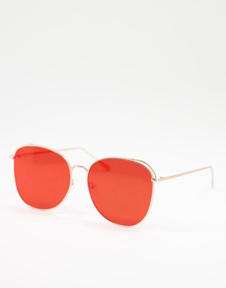 Aj Morgan Oversized Sunglasses With Red Lens