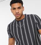 New Look Oversized Vertical Striped T-shirt In Dark Gray-purple