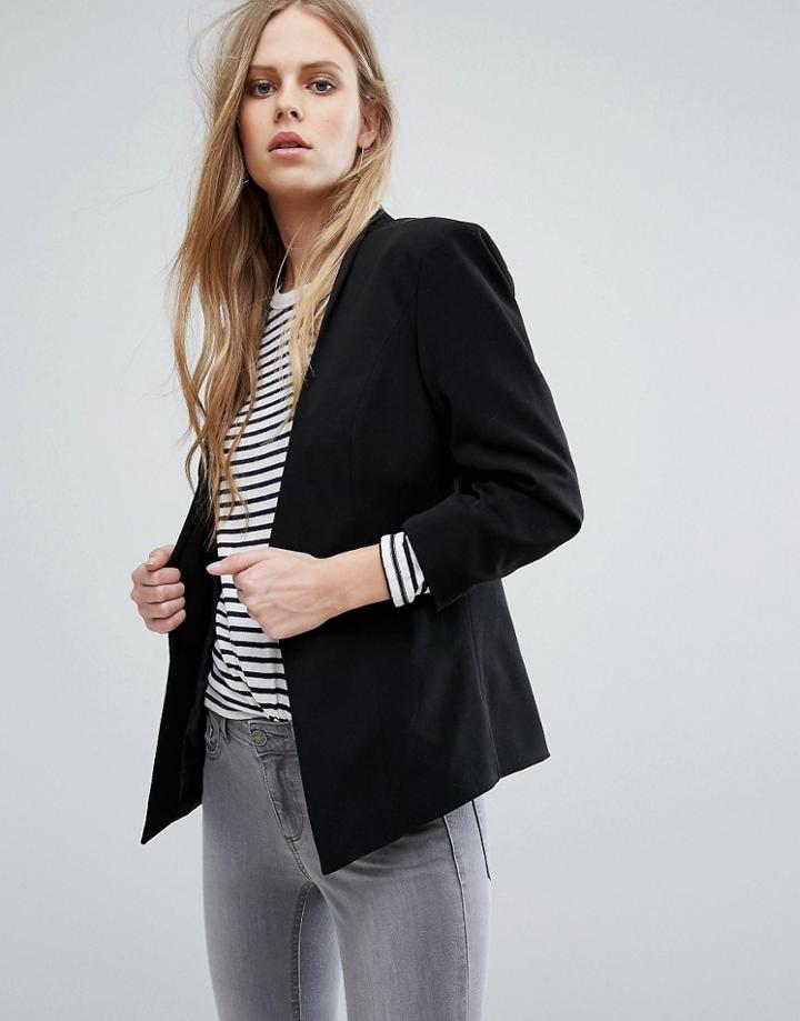 Vila Ruched Sleeve Blazer - Black