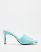Asos Design Hattie Mid-heeled Mule Sandals In Blue-blues