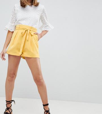 Fashion Union Petite High Waist Shorts - Yellow