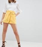 Fashion Union Petite High Waist Shorts - Yellow
