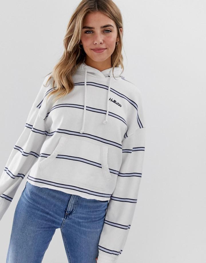 Hollister Hoodie In Stripe - White