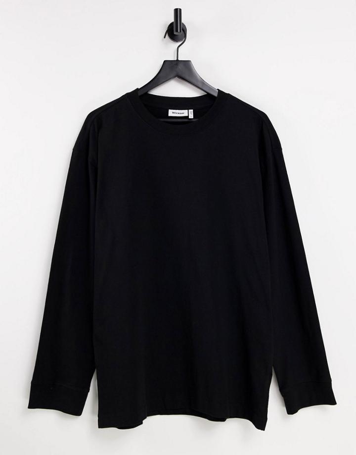 Weekday Oversized Long Sleeve T-shirt In Black