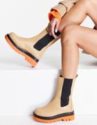 Raid Neville Pull On Calf Boots With Contrast Sole In Camel-neutral