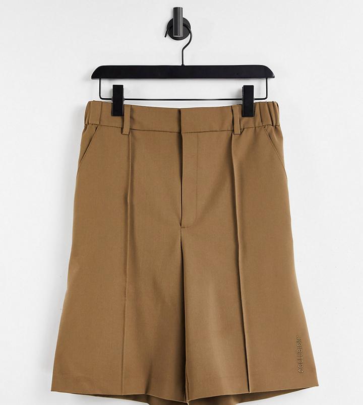 Collusion Unisex Short In Tan-brown